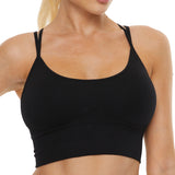 Crisscross Back Sports Bra for Women Push Up Sports Bra High Impact Yoga Gym Running Workout Crop Top