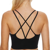 Crisscross Back Sports Bra for Women Push Up Sports Bra High Impact Yoga Gym Running Workout Crop Top