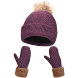 Maylisacc 2pcs/set Winter Beanie Hat Scarf Gloves Neck Warm Knitted Fleece Lined for Women