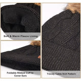 Winter Warm Beanie Hat Gloves Set Soft Skull Cap Gloves Set for Men and Women with Warm Knit Fleece Lined