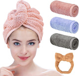 Microfiber Towel for Hair Towel Turban Towel for Hair Maylisacc 3 Pack Hair Drying Towels Absorbent, Fast Drying Hair Turban Soft, Anti Frizz Hair Wrap Towels for Women Longer Hair Towel Wrap