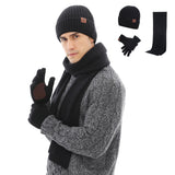 Winter Hat Warm Beanie Hat Knit Gloves Winter Scarf Soft Thick Slouchy Knitted Hat Men Gloves Set