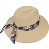 MAYLISACC Womens Straw Panama Hat, Wide Brim Beach Sun Hats Summer Foldable Travel Sunhat UPF50