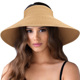 MAYLISACC Foldable Straw Sun Visors for Women, Sun Protecetion Wide Brim Sun Hats Adjustable Topless Beach Hat