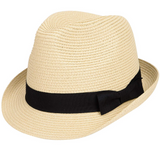 MAYLISACC Short Brim Straw Fedora Hats, Summer Straw Trilby Beach Sun Hat Adjustable Medium Size with Trendy Bowknot