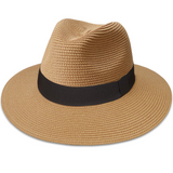 MAYLISACC Womens Straw Panama Hat, Wide Brim Beach Sun Hats Summer Foldable Travel Sunhat UPF50