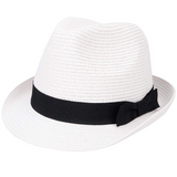 MAYLISACC Short Brim Straw Fedora Hats, Summer Straw Trilby Beach Sun Hat Adjustable Medium Size with Trendy Bowknot