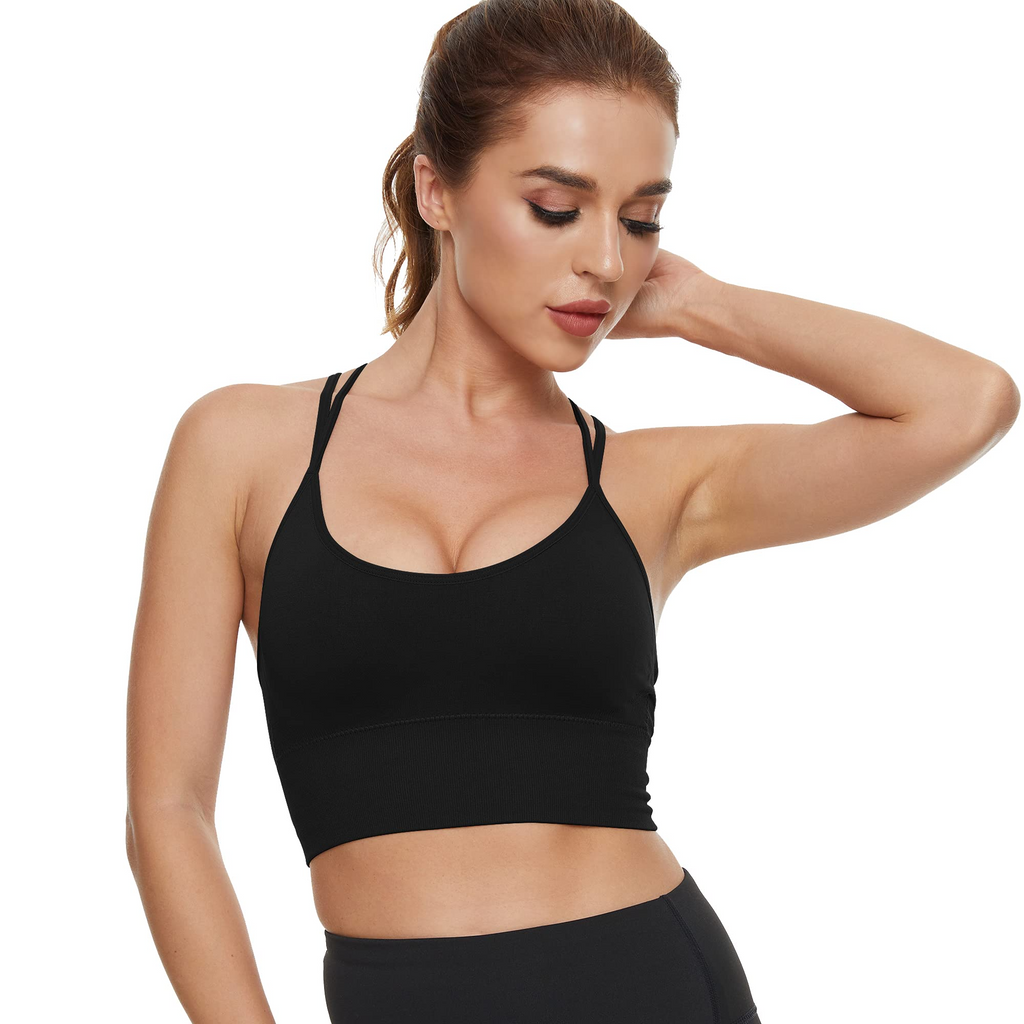CAICJ98 Womens Lingerie Racerback Sports Bra for Women, Workout Bra with  Removable Pad M Support Crisscross Yoga Gym Top Black,M 