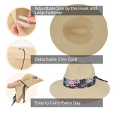 MAYLISACC Womens Straw Panama Hat, Wide Brim Beach Sun Hats Summer Foldable Travel Sunhat UPF50