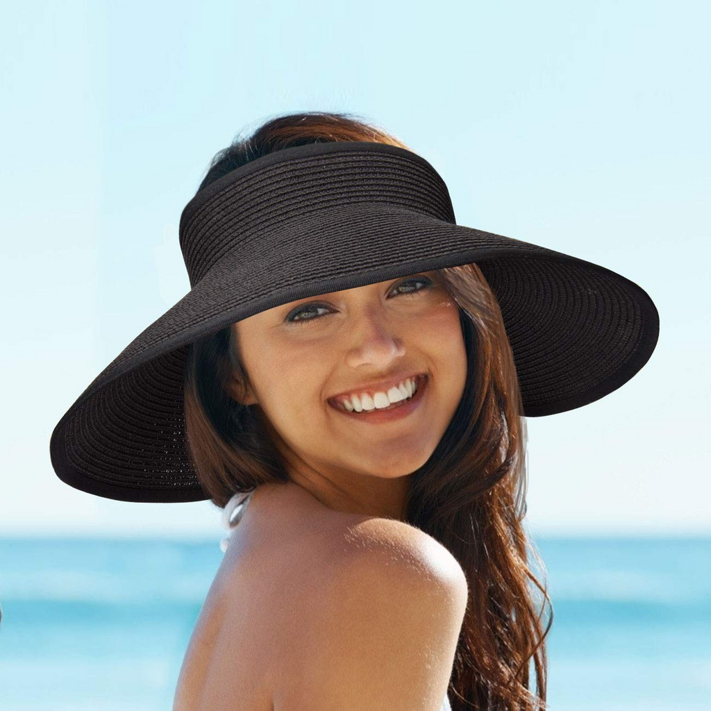 Dropship Sun Visors For Women Wide Brim Straw Hat, UV Protection Foldable Sun  Hat Women Beach Hat to Sell Online at a Lower Price