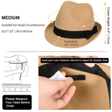 MAYLISACC Short Brim Straw Fedora Hats, Summer Straw Trilby Beach Sun Hat Adjustable Medium Size with Trendy Bowknot