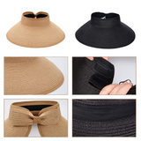 MAYLISACC Foldable Straw Sun Visors for Women, Sun Protecetion Wide Brim Sun Hats Adjustable Topless Beach Hat