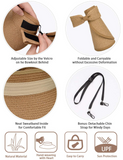 MAYLISACC Foldable Straw Sun Visors for Women, Sun Protecetion Wide Brim Sun Hats Adjustable Topless Beach Hat