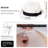 MAYLISACC Short Brim Straw Fedora Hats, Summer Straw Trilby Beach Sun Hat Adjustable Medium Size with Trendy Bowknot