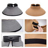 MAYLISACC Foldable Straw Sun Visors for Women, Sun Protecetion Wide Brim Sun Hats Adjustable Topless Beach Hat