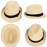 MAYLISACC Short Brim Straw Fedora Hats, Summer Straw Trilby Beach Sun Hat Adjustable Medium Size with Trendy Bowknot