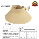 MAYLISACC Foldable Straw Sun Visors for Women, Sun Protecetion Wide Brim Sun Hats Adjustable Topless Beach Hat