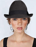 MAYLISACC Short Brim Straw Fedora Hats, Summer Straw Trilby Beach Sun Hat Adjustable Medium Size with Trendy Bowknot