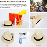 MAYLISACC Sun Hats for Men Wide Brim Panama Hat Beach Hat Straw Hats for Men Sun Protection Foldable Men Fedora Hats UPF50